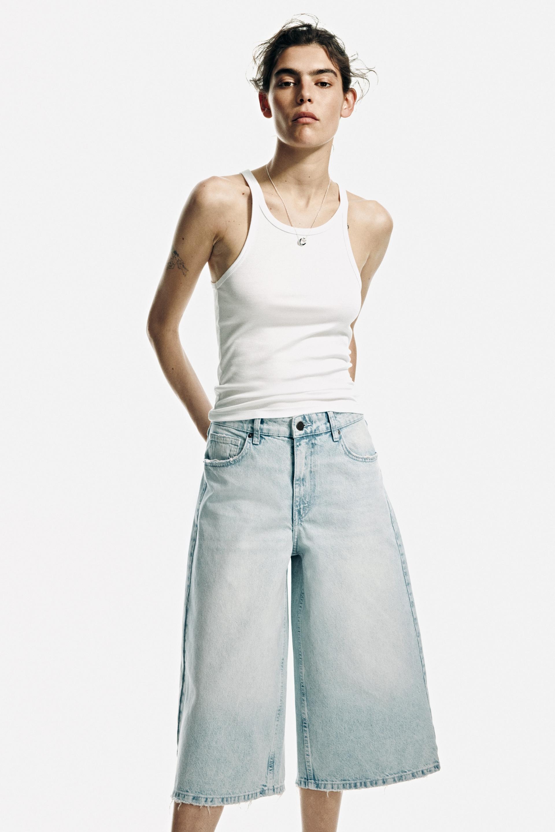 wide-leg regular-waist culotte jeans