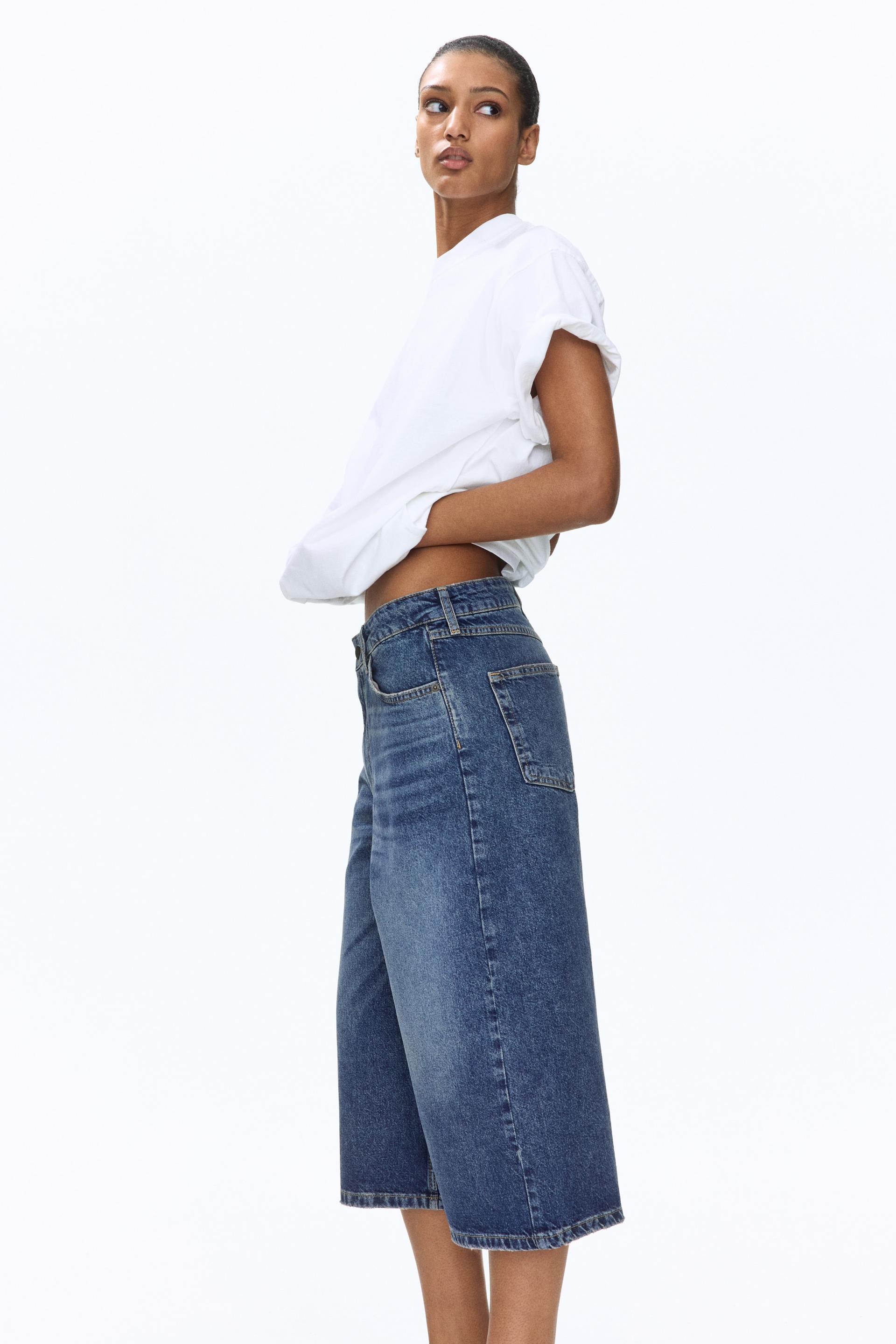 wide-leg regular-waist culotte jeans