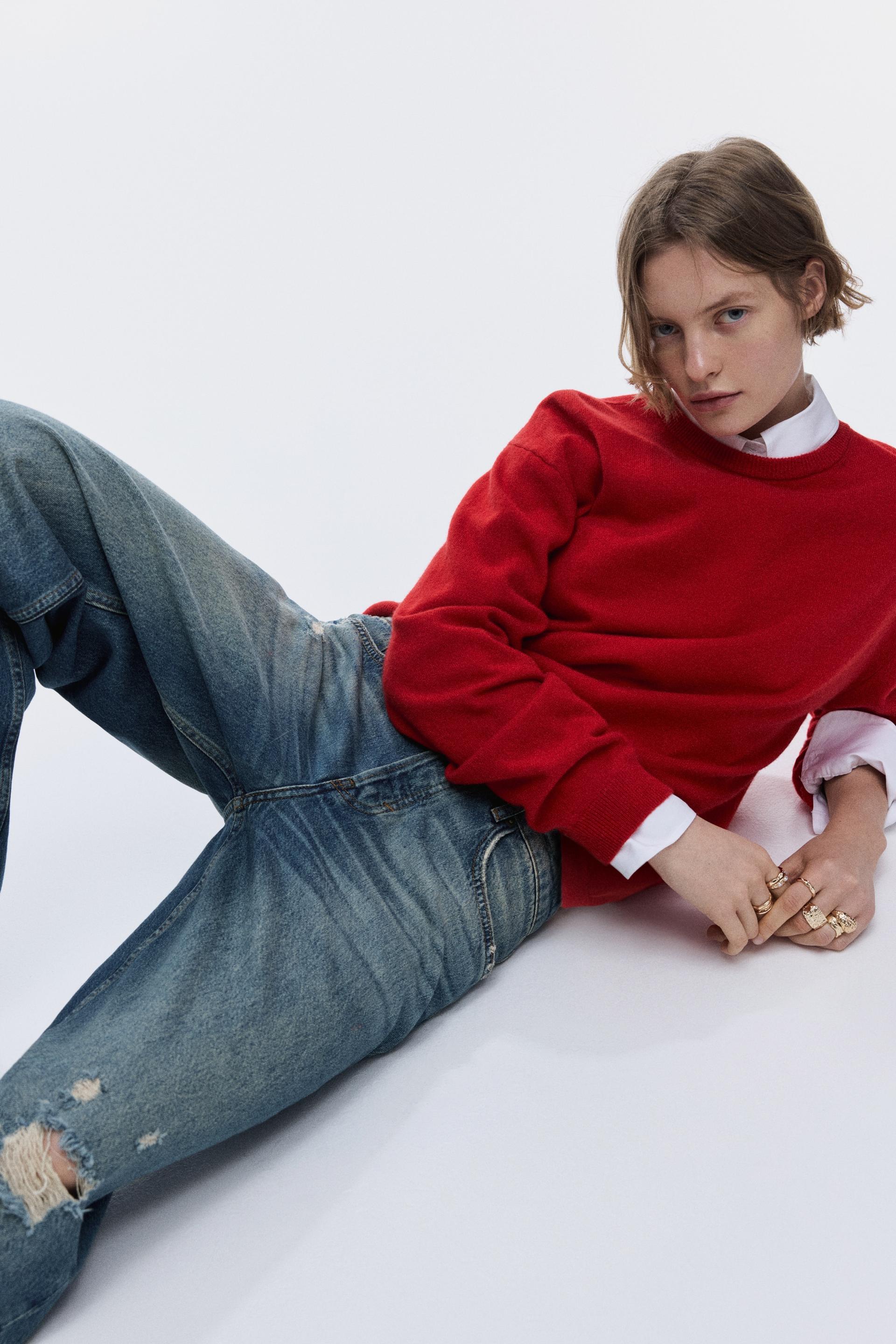 wide leg regular waist jeans