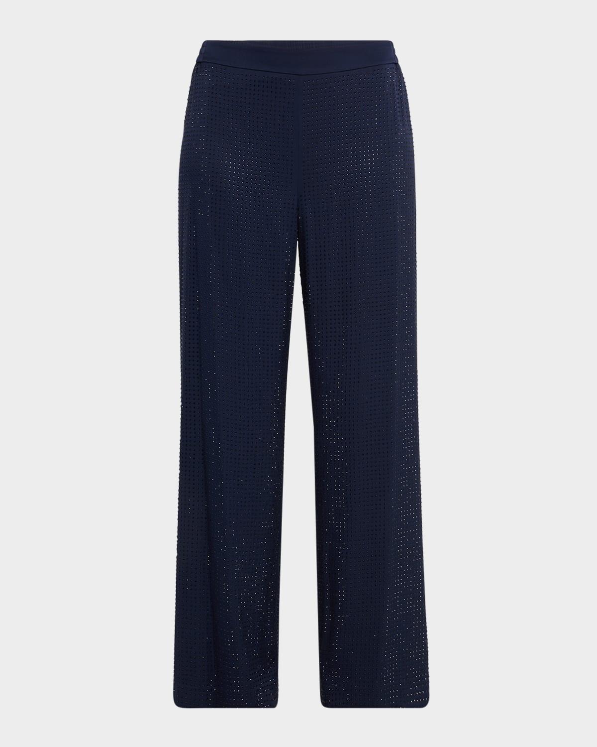 wide-leg rhinestone pants