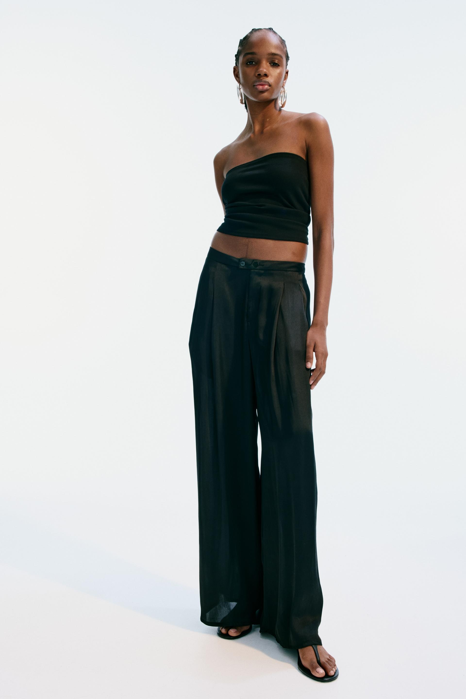 wide-leg satin pants