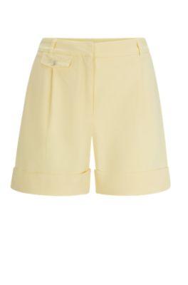 wide-leg shorts in a cotton blend- light yellow women's pants