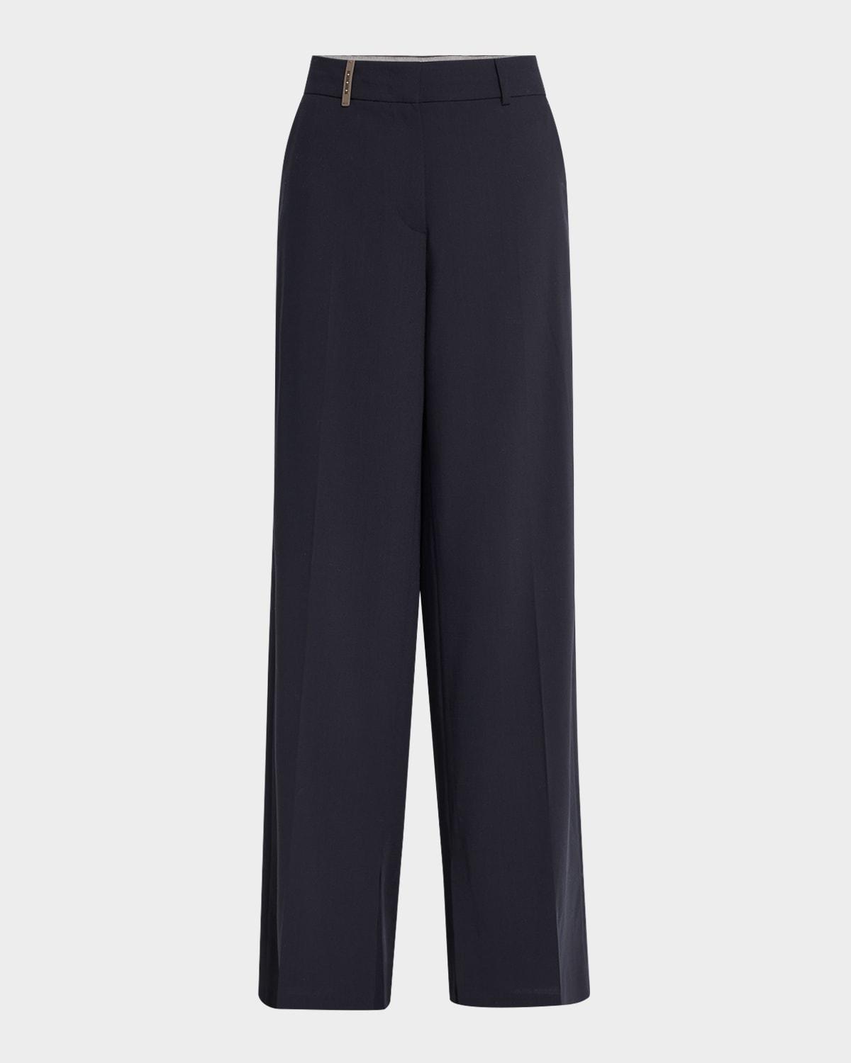 wide-leg side slit pants