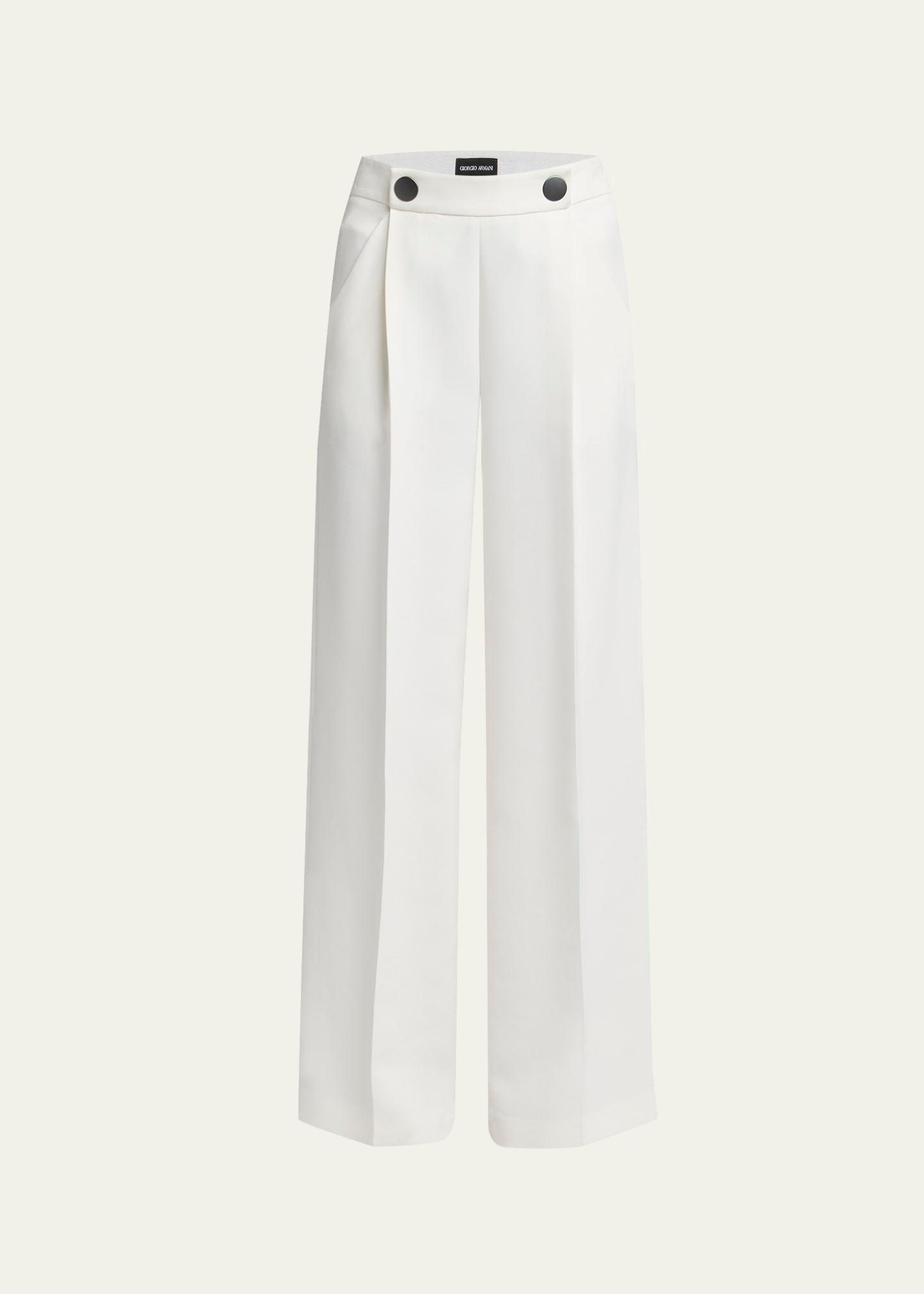 wide leg silk cady trousers