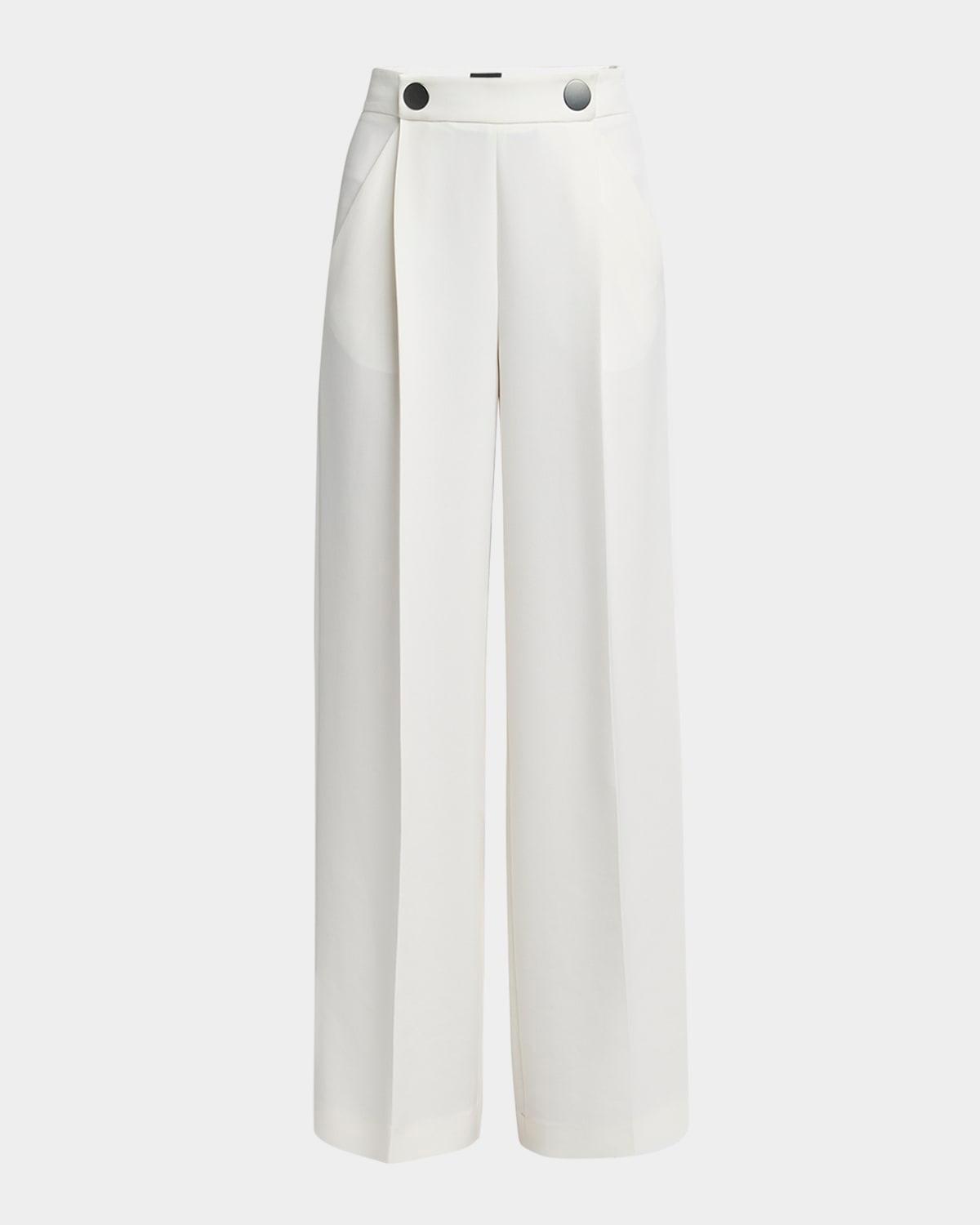 wide leg silk cady trousers