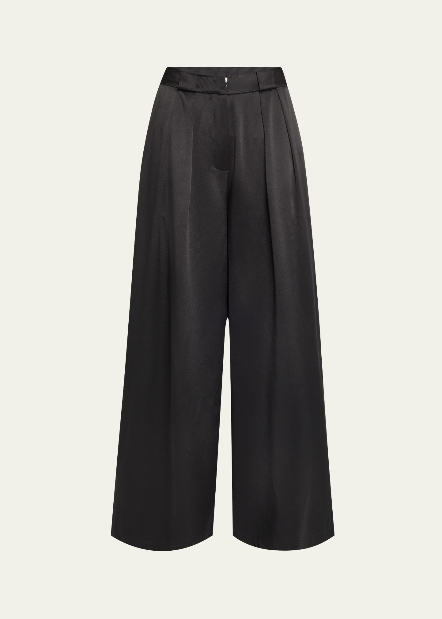 wide-leg silk trousers