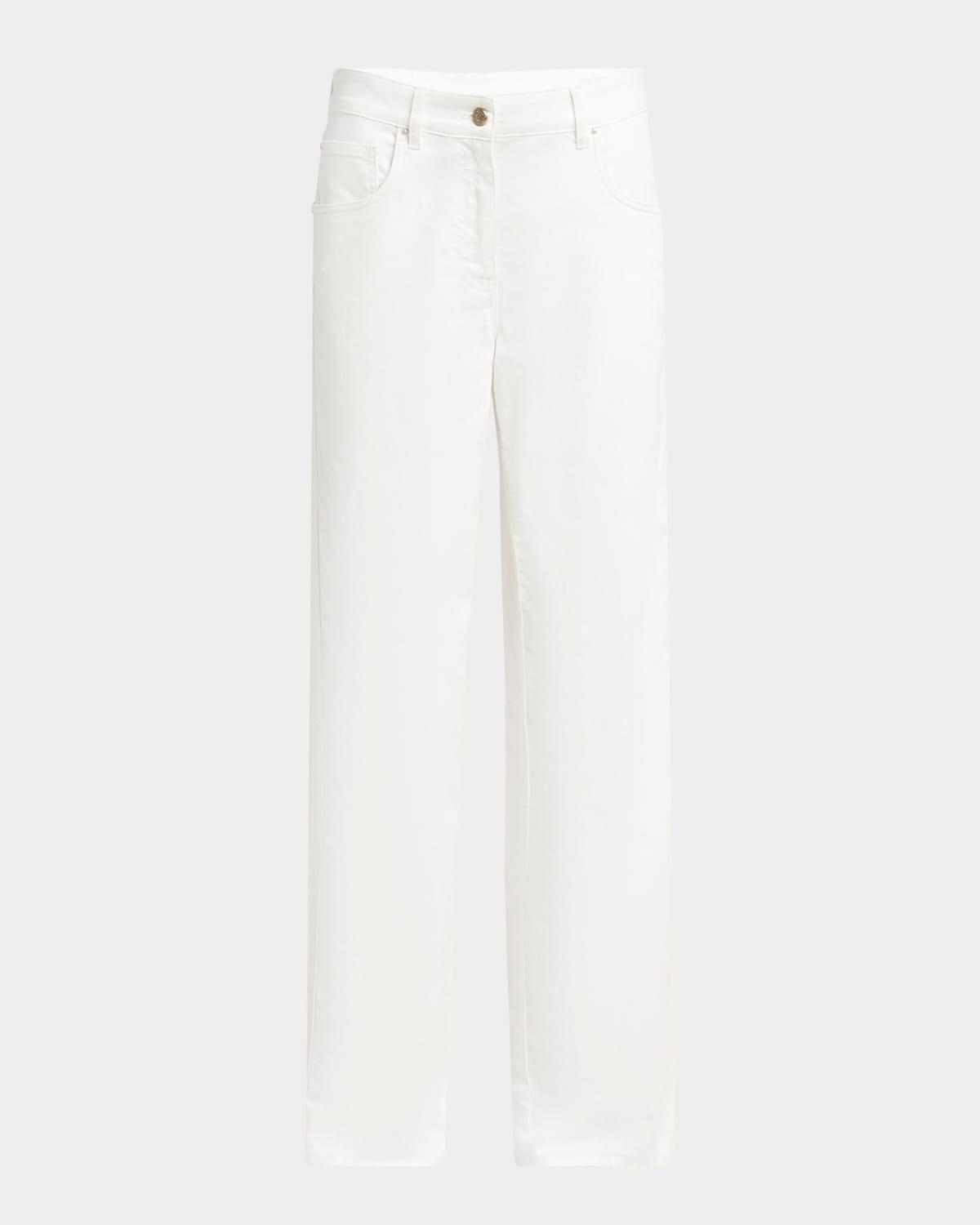 wide leg stretch-cotton jeans