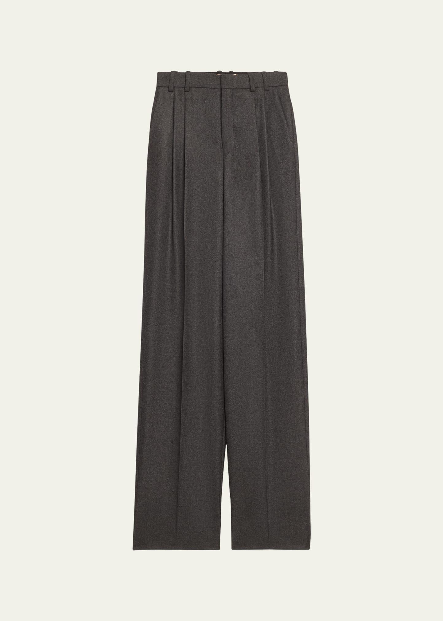 wide-leg tailored pants with pleating