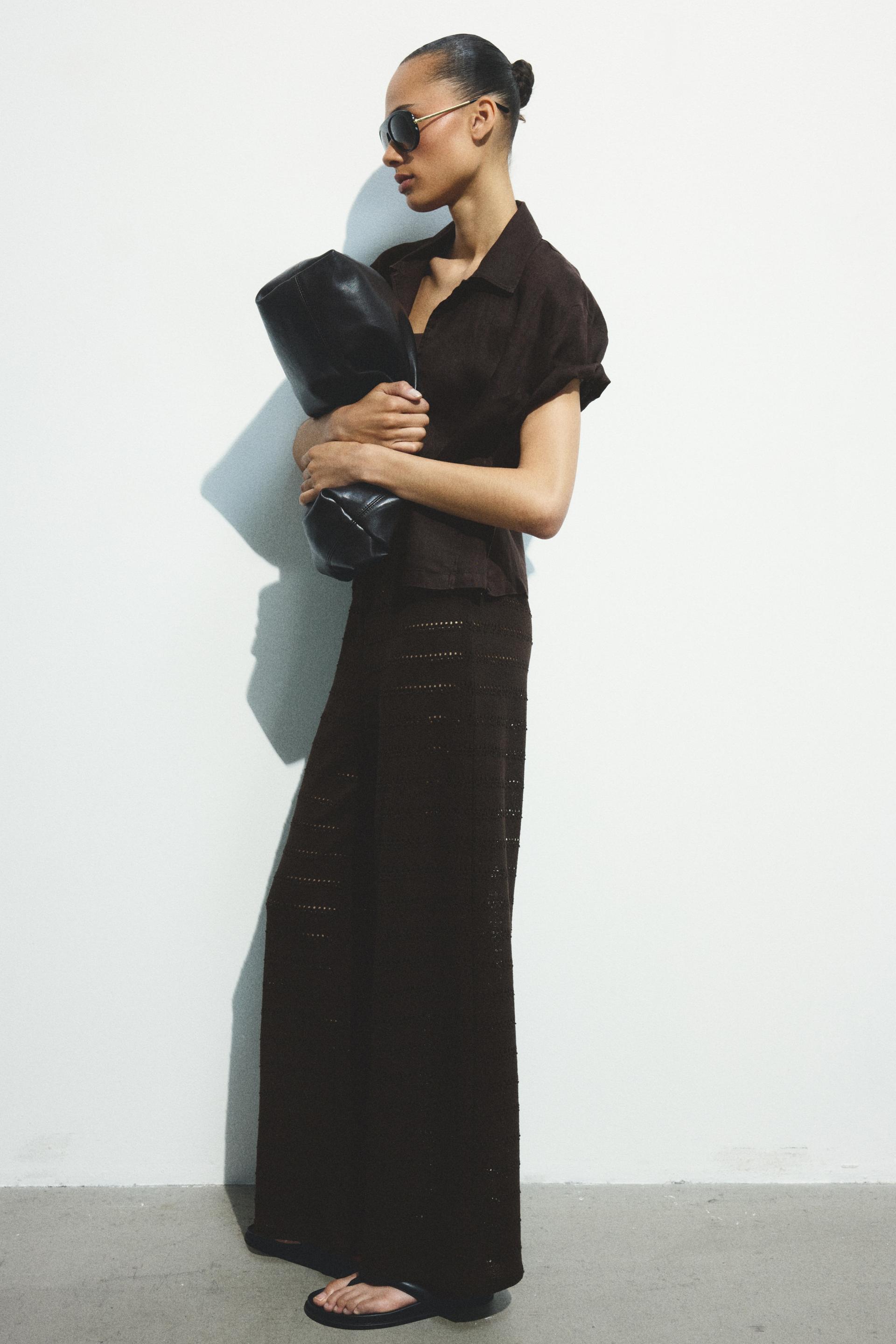 wide-leg textured-knit pants