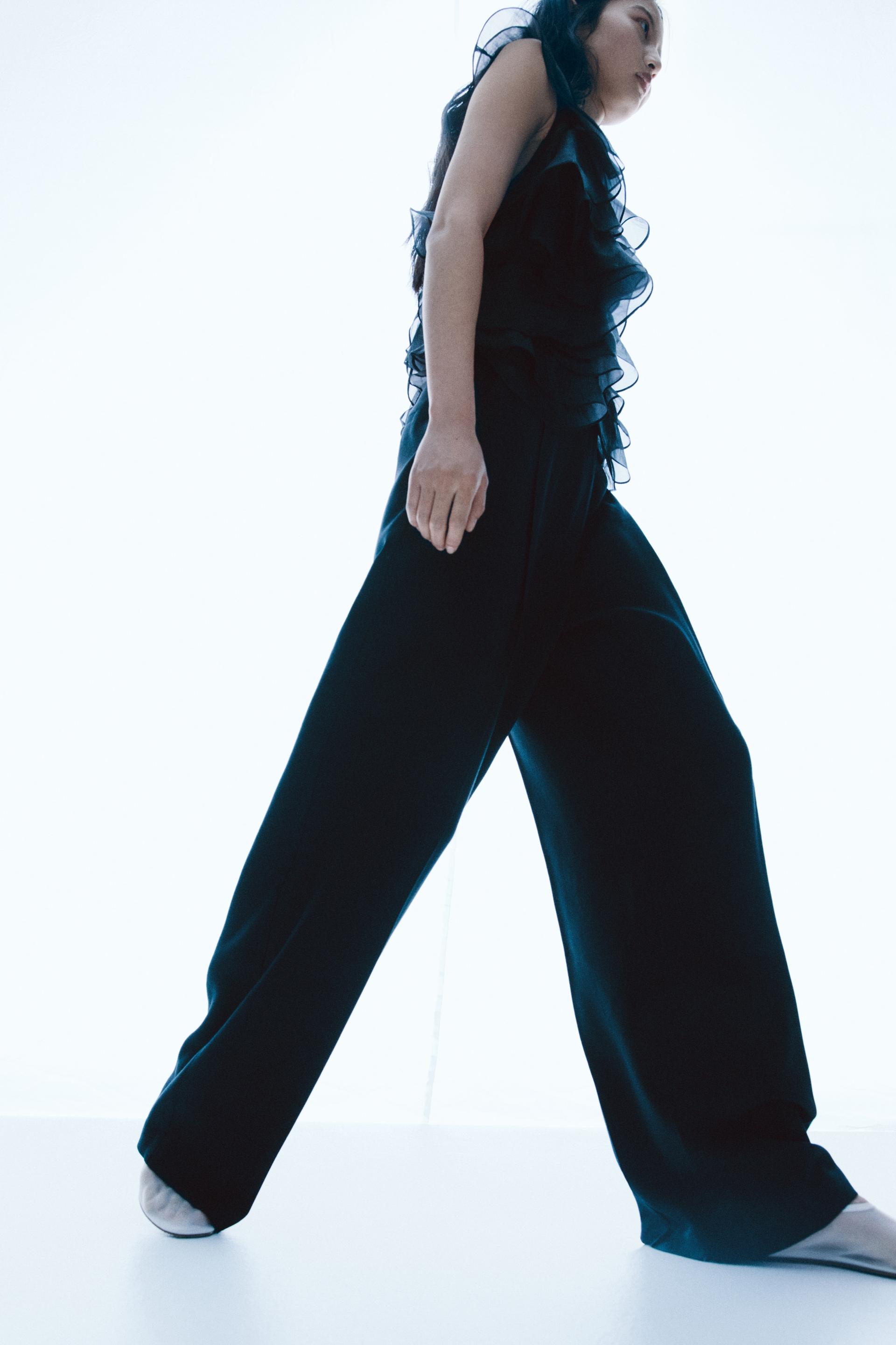 wide-leg twill pants