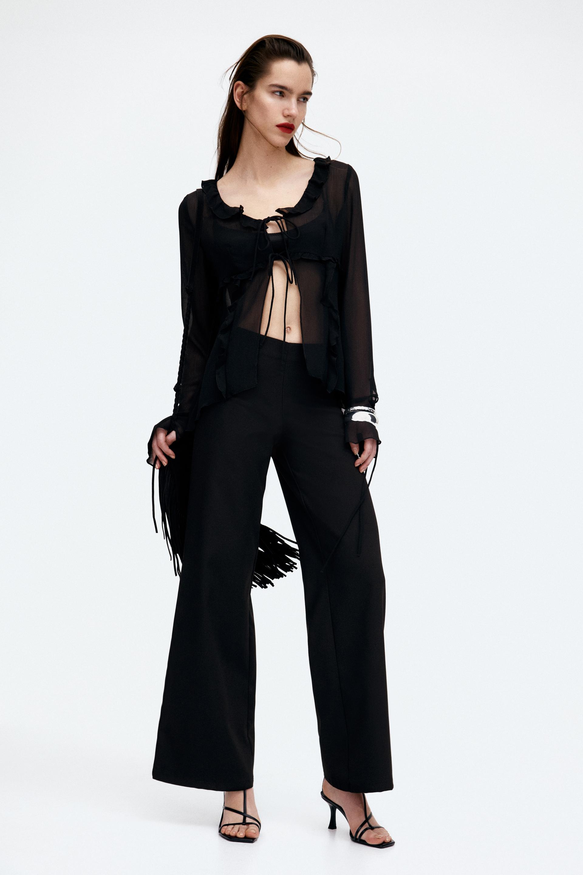 wide-leg twill pants