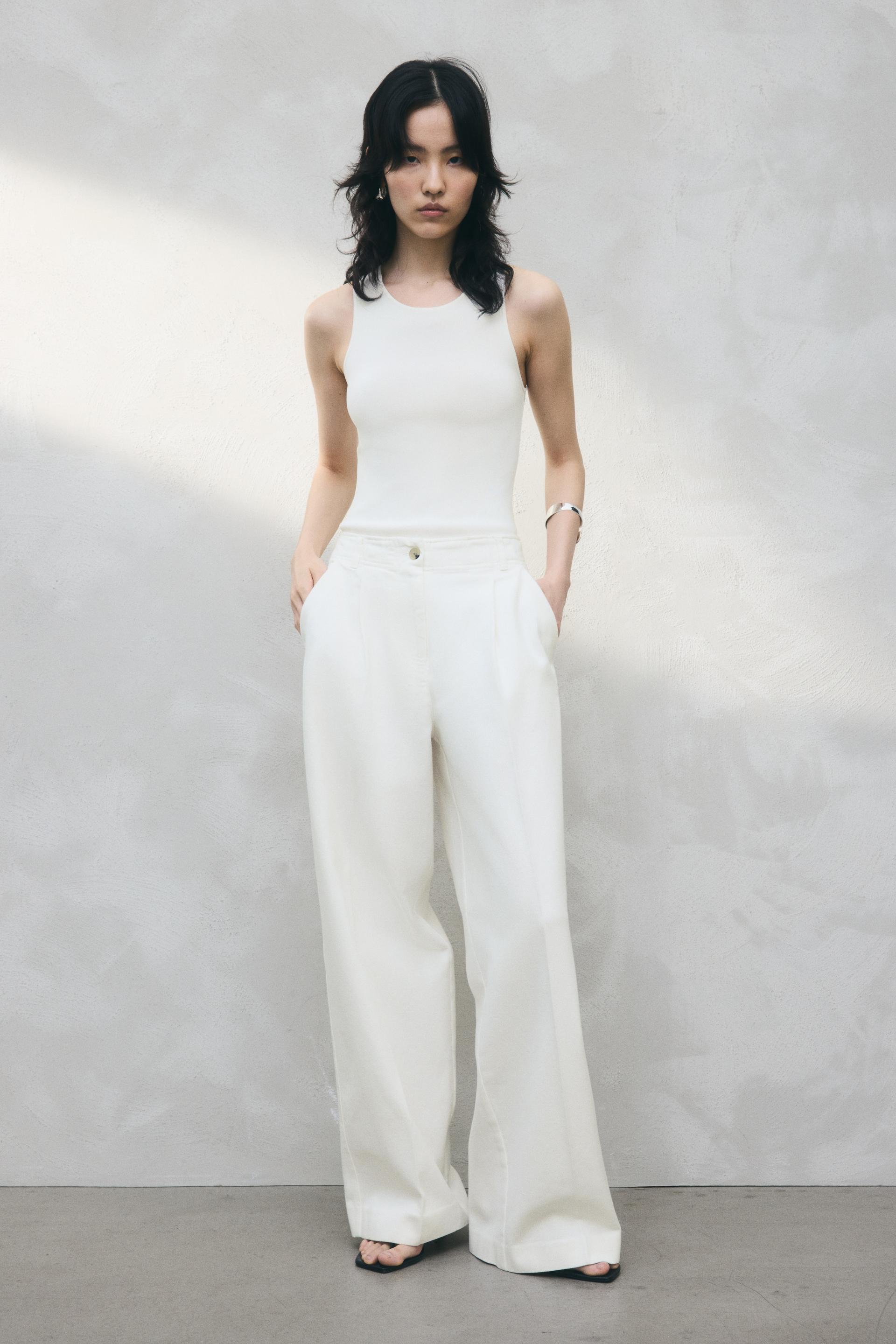 wide-leg twill pants