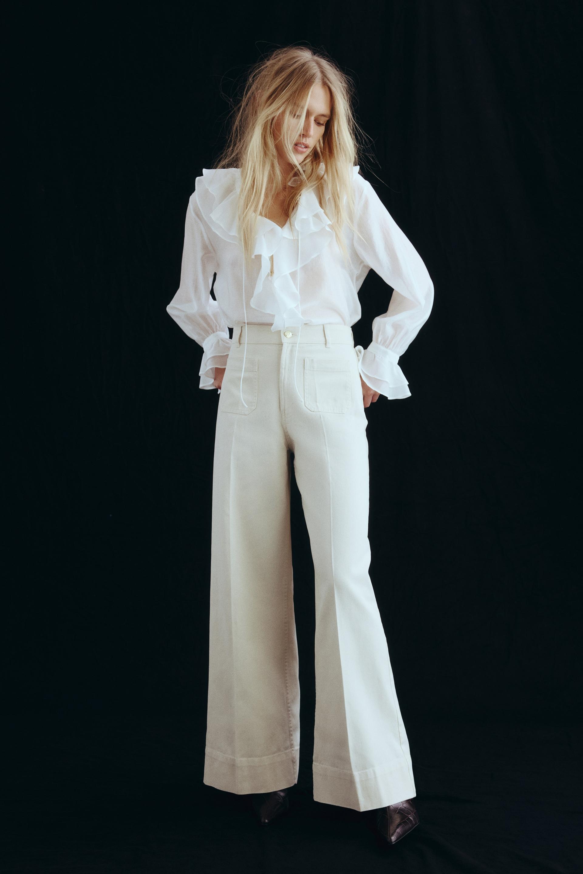 wide-leg twill pants