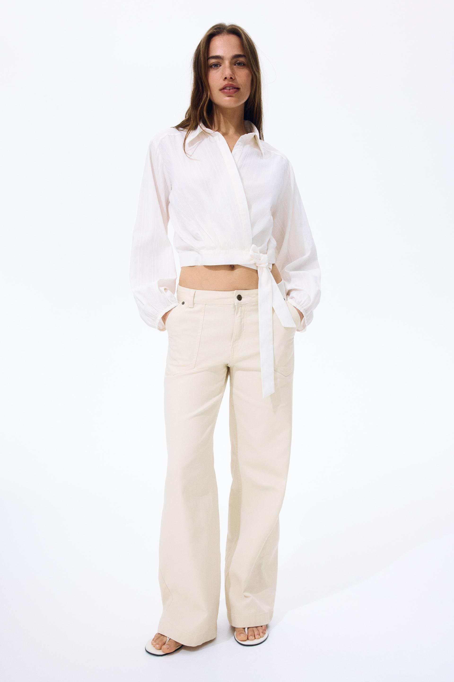 wide-leg twill pants