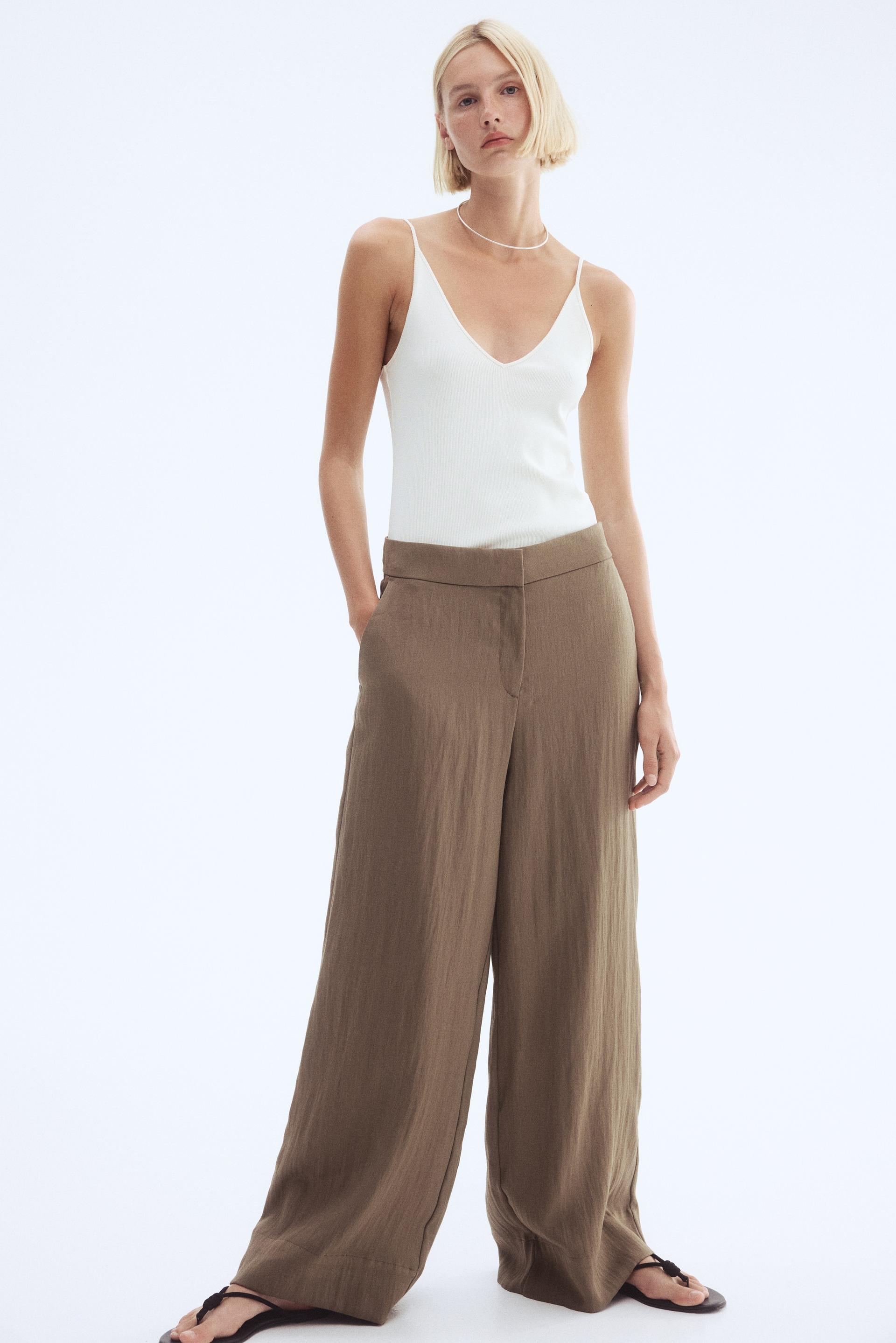 wide-leg twill pants