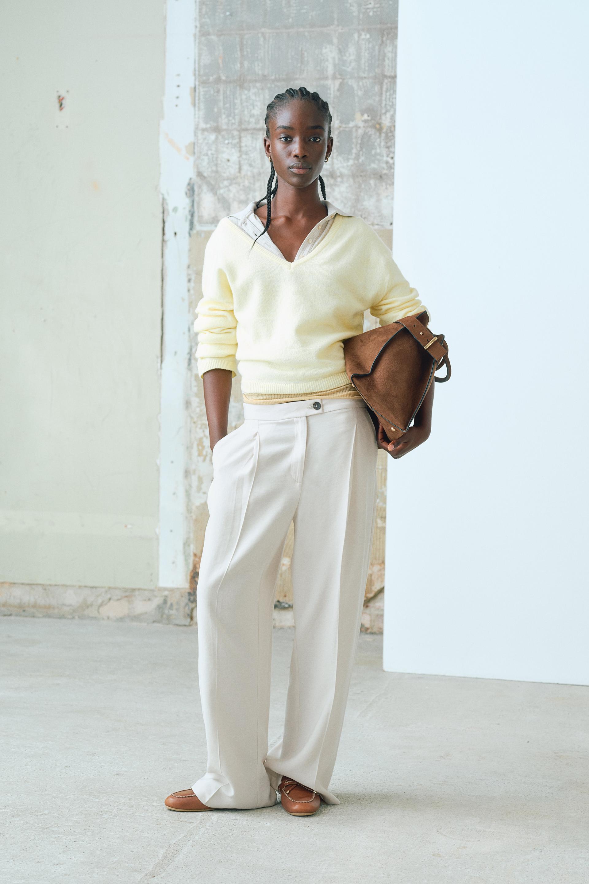 wide-leg twill pants