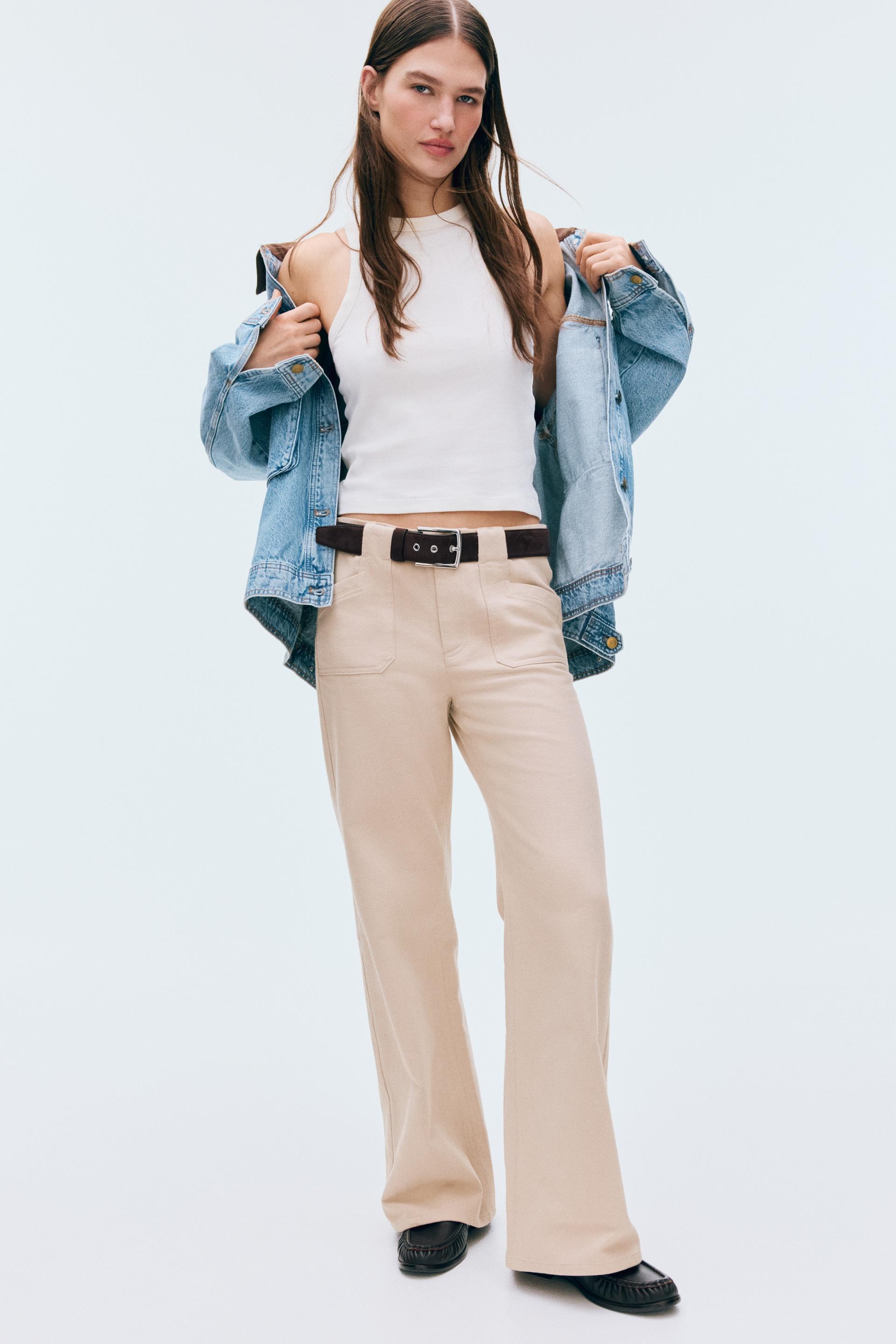 wide-leg twill pants