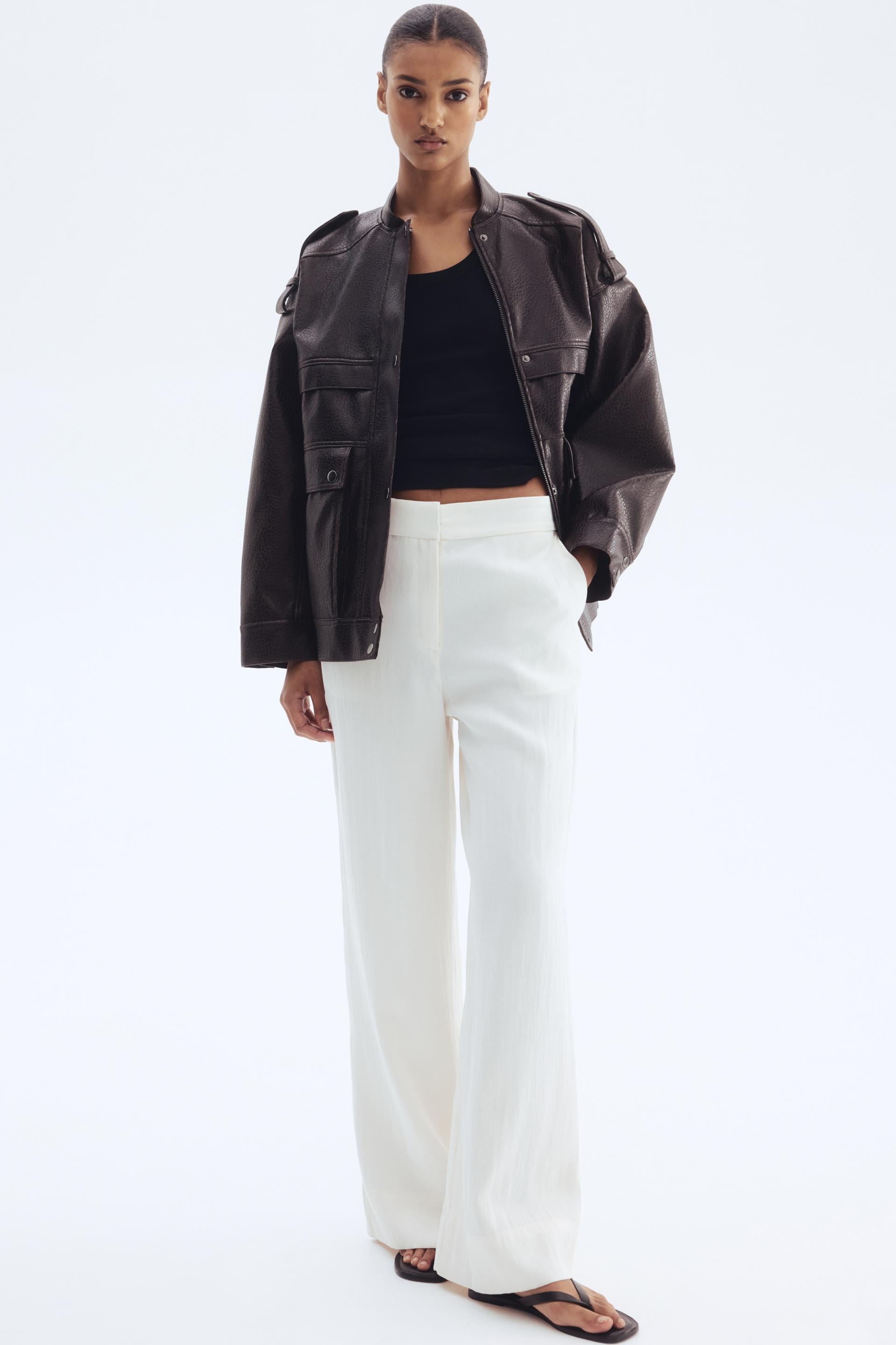 wide-leg twill pants