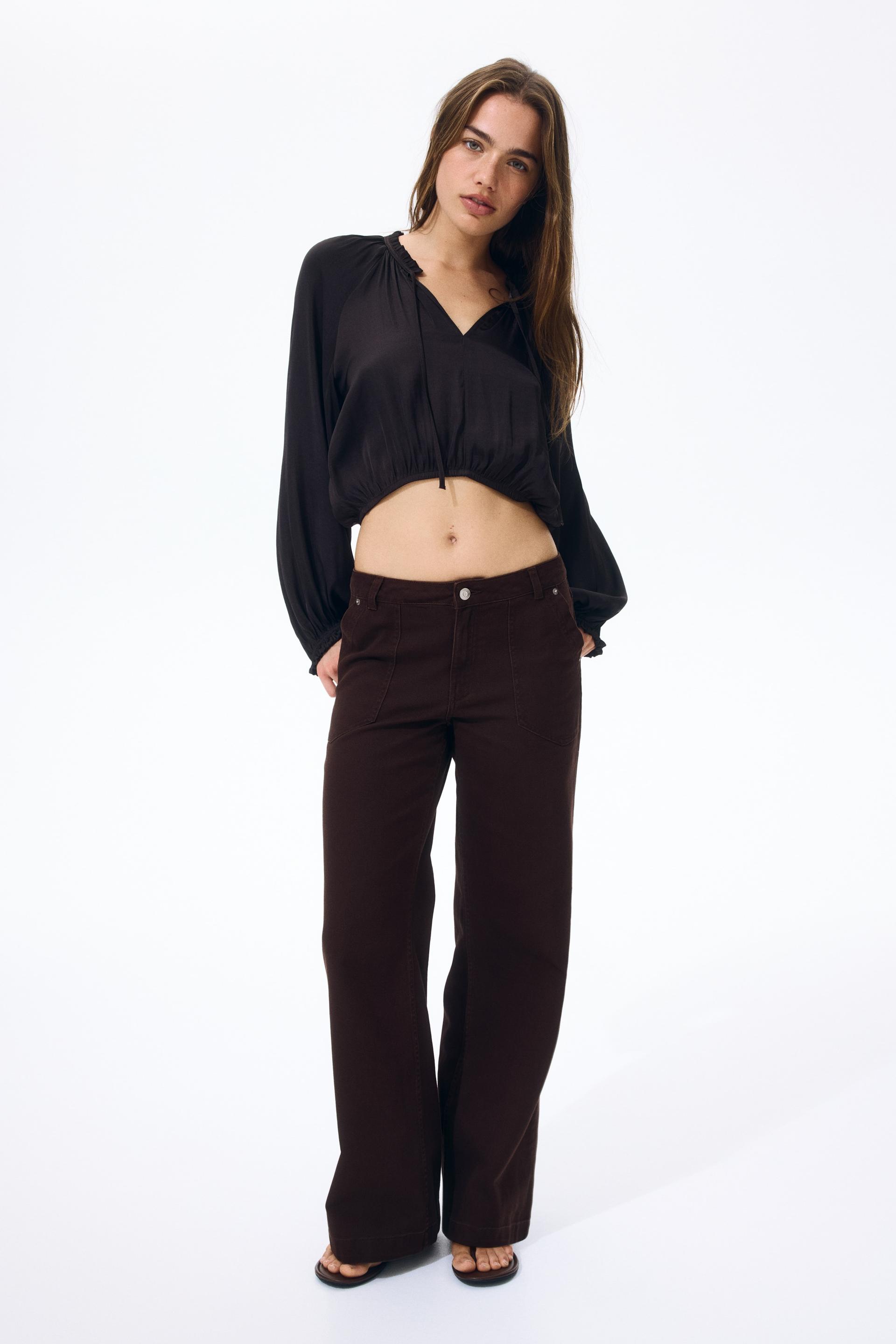 wide-leg twill pants