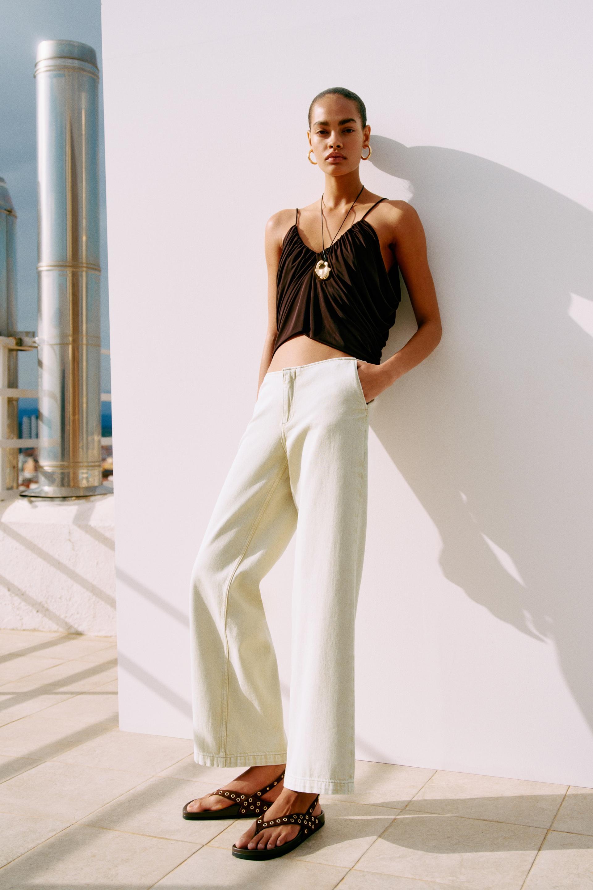 wide-leg twill pants