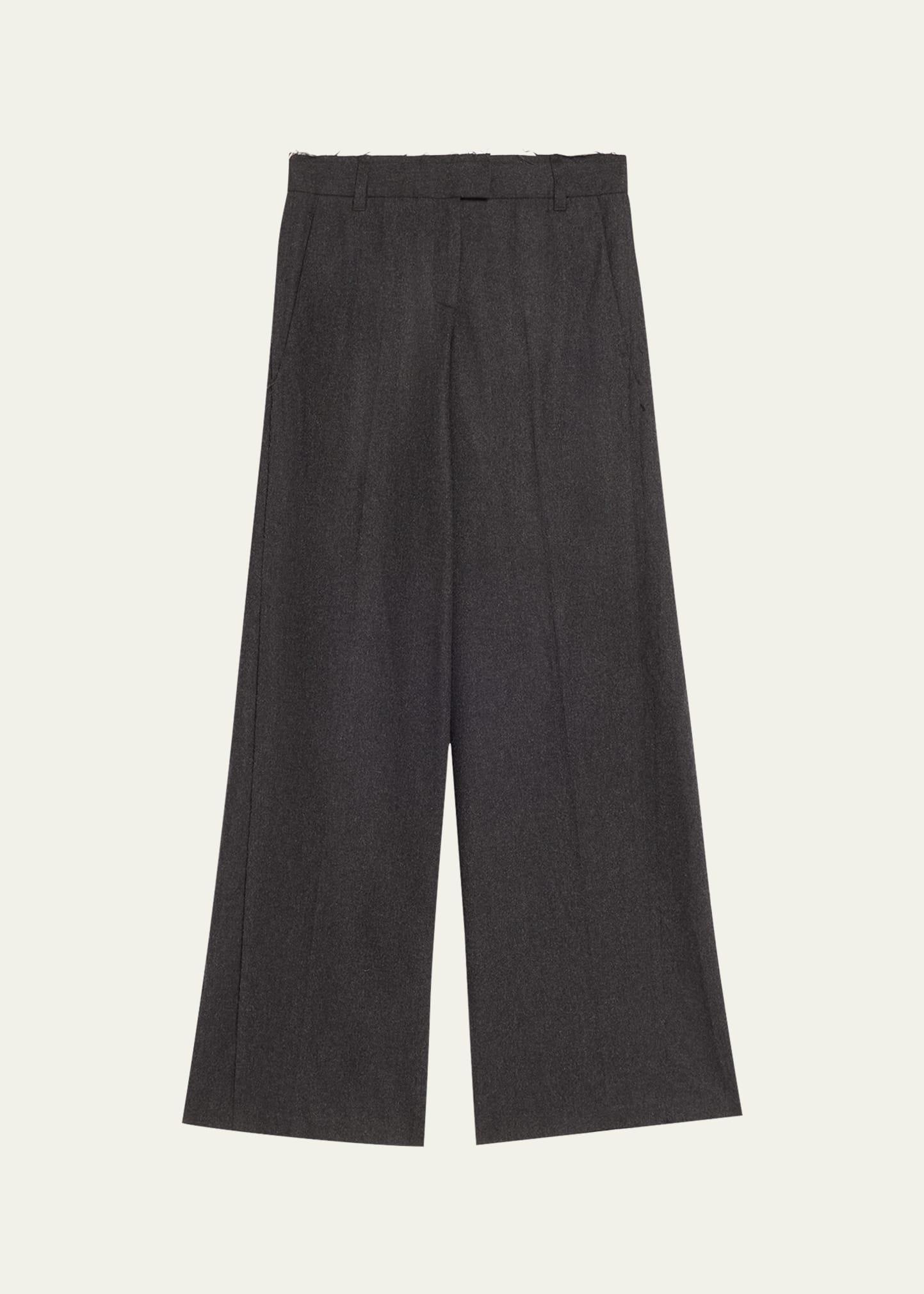 wide leg wool crepe low waist pants