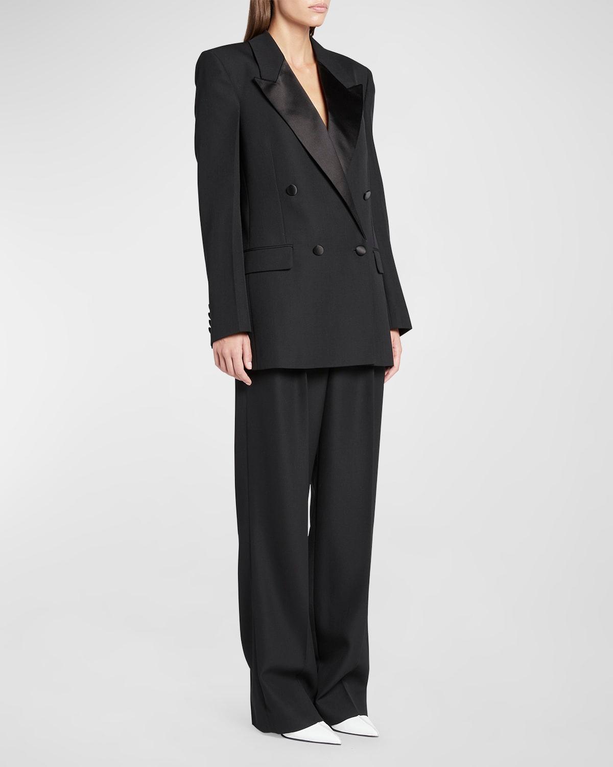 wide-leg wool tuxedo trousers