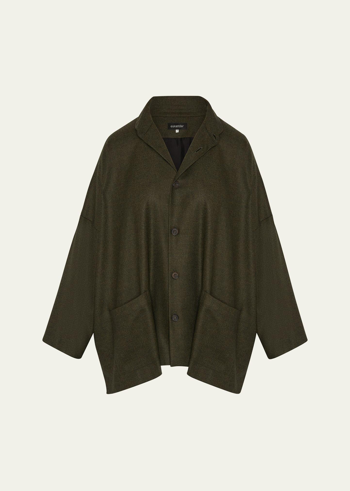 wide longer-back double-stand collar jacket (long length)