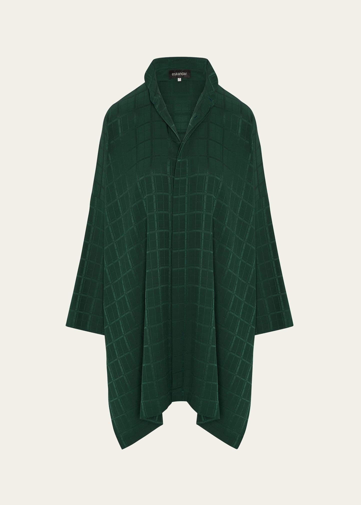 wide longer-back double stand-collar shirt with slits (very long length)
