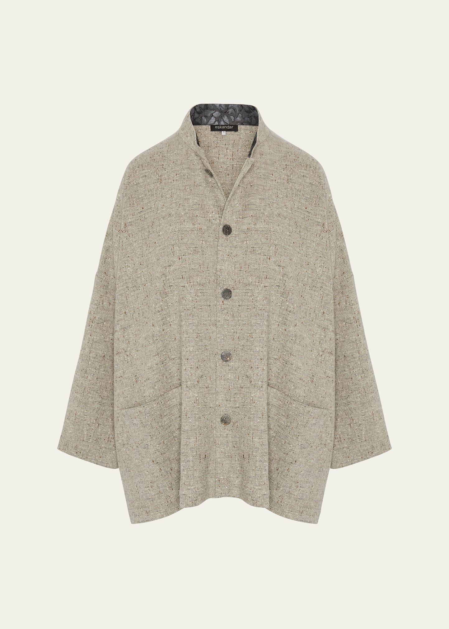 wide longer-back mandarin jacket (long length)