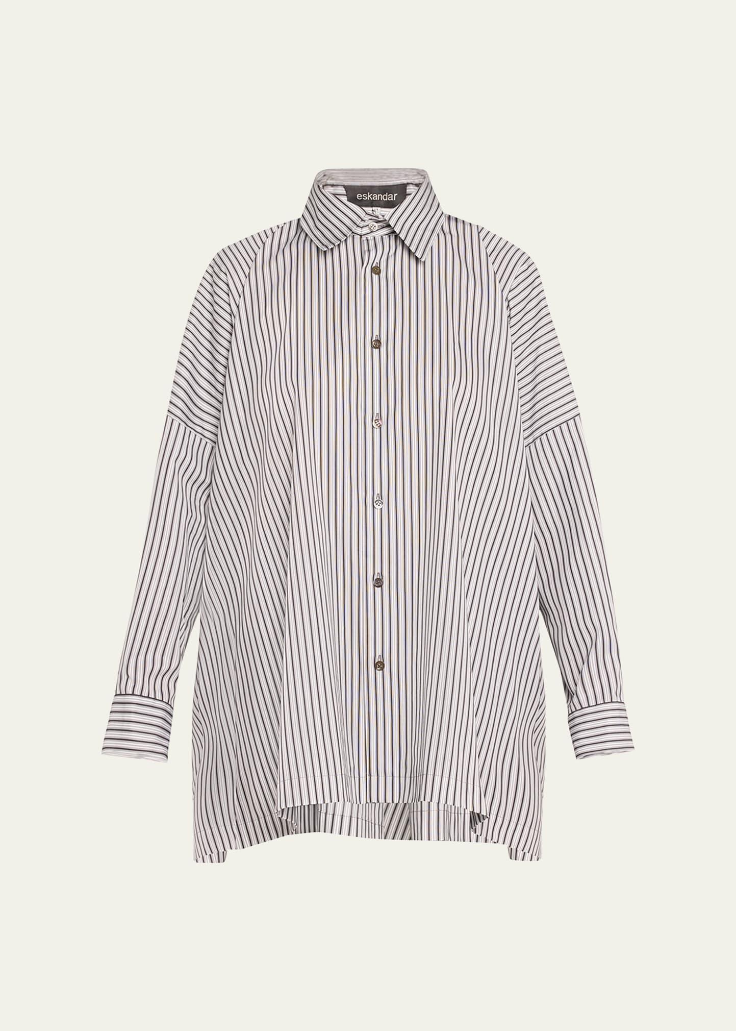 wide longer back shirt with stripes