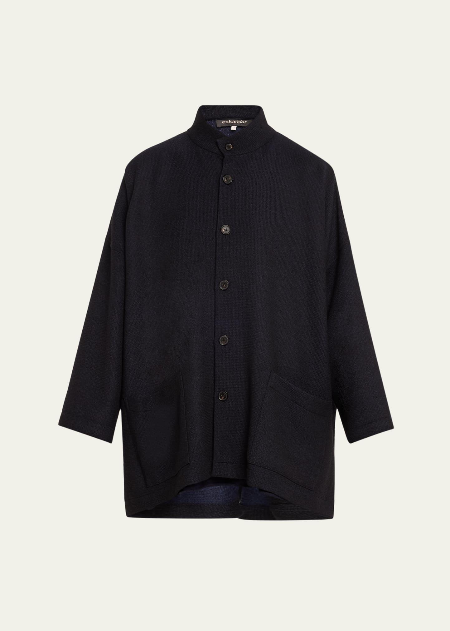 wide open stand collar jacket (long length)