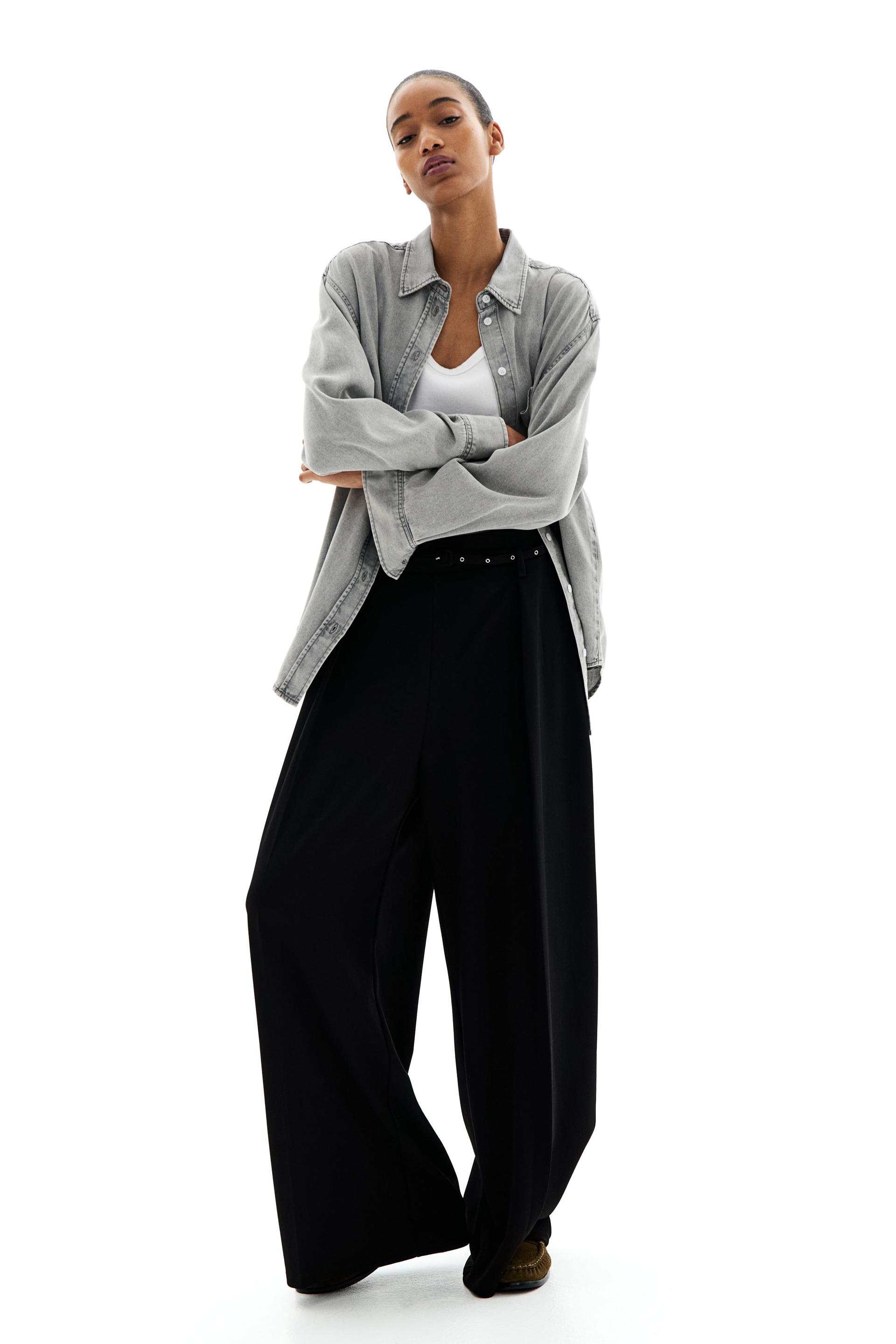 wide pants with belt