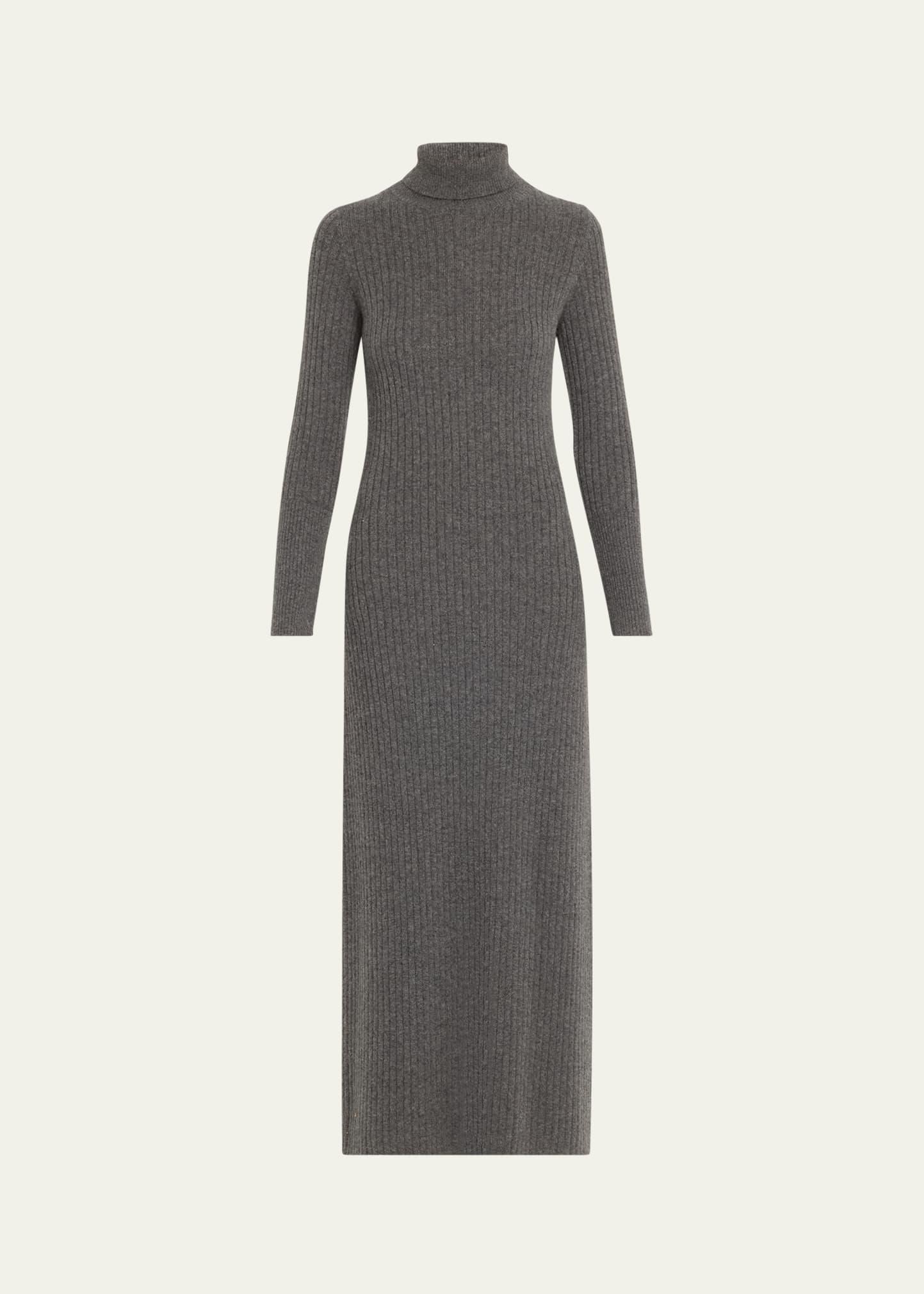 wide rib cashmere turtleneck dress