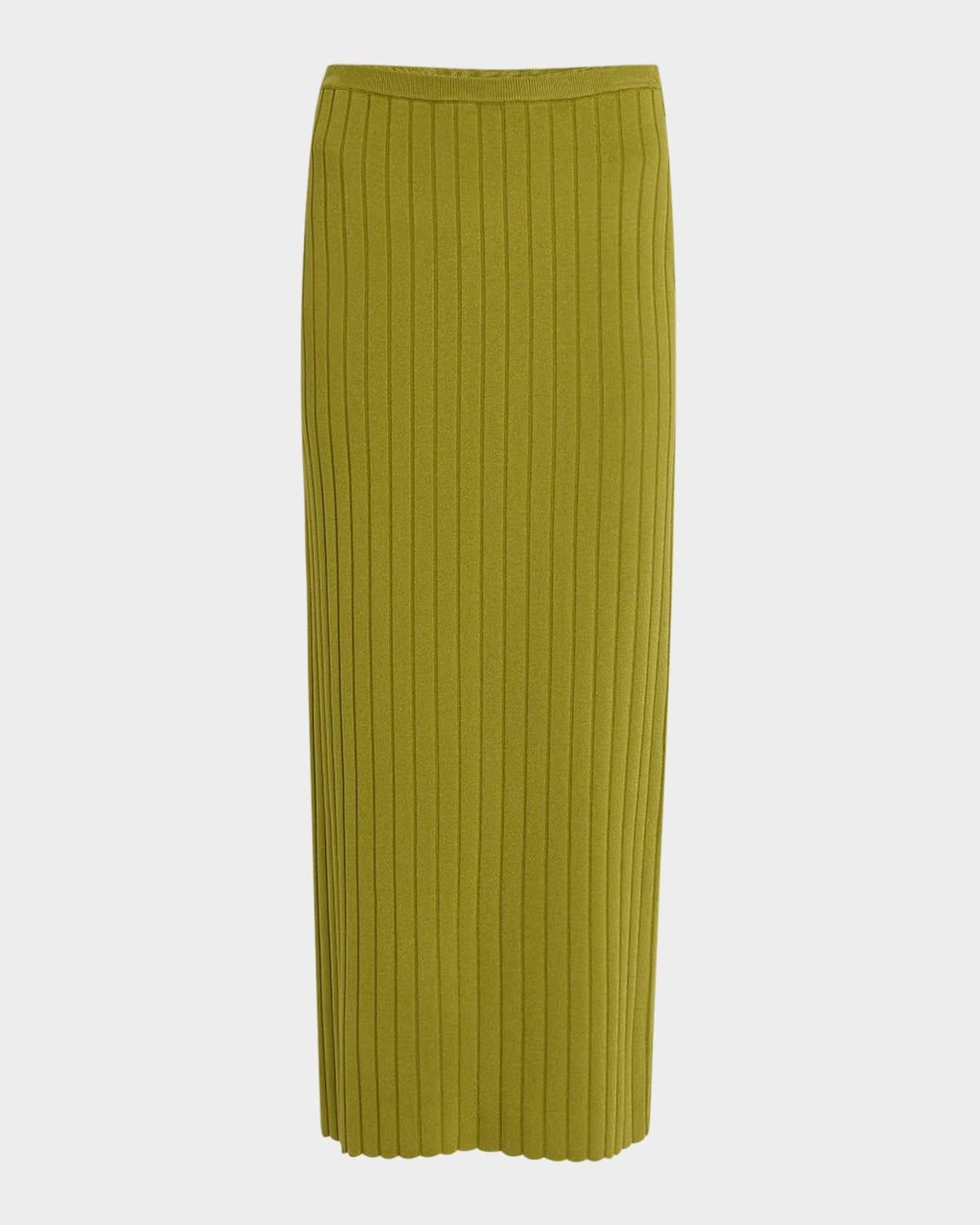 wide rib knit midi skirt