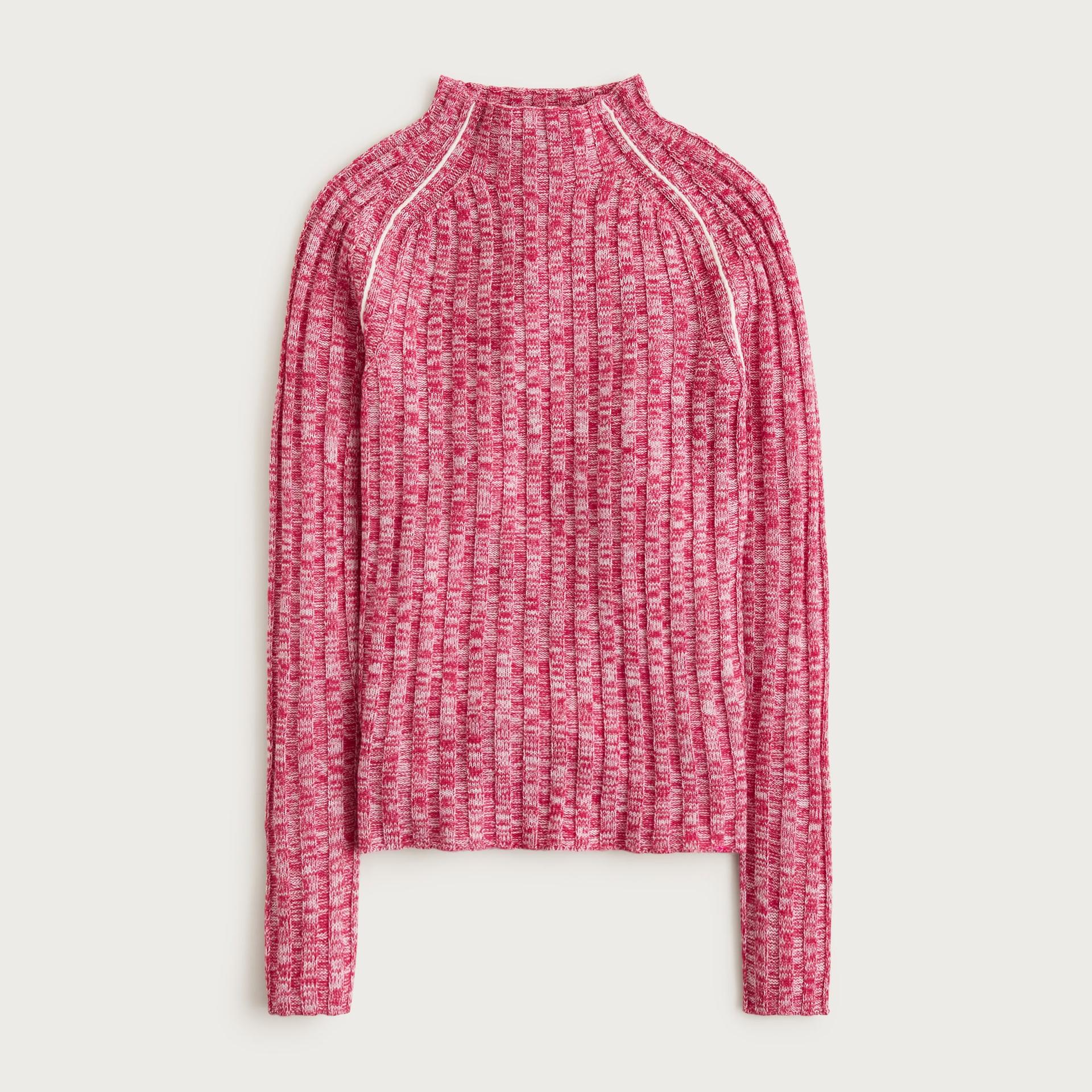 wide-rib mockneck sweater in marled merino wool