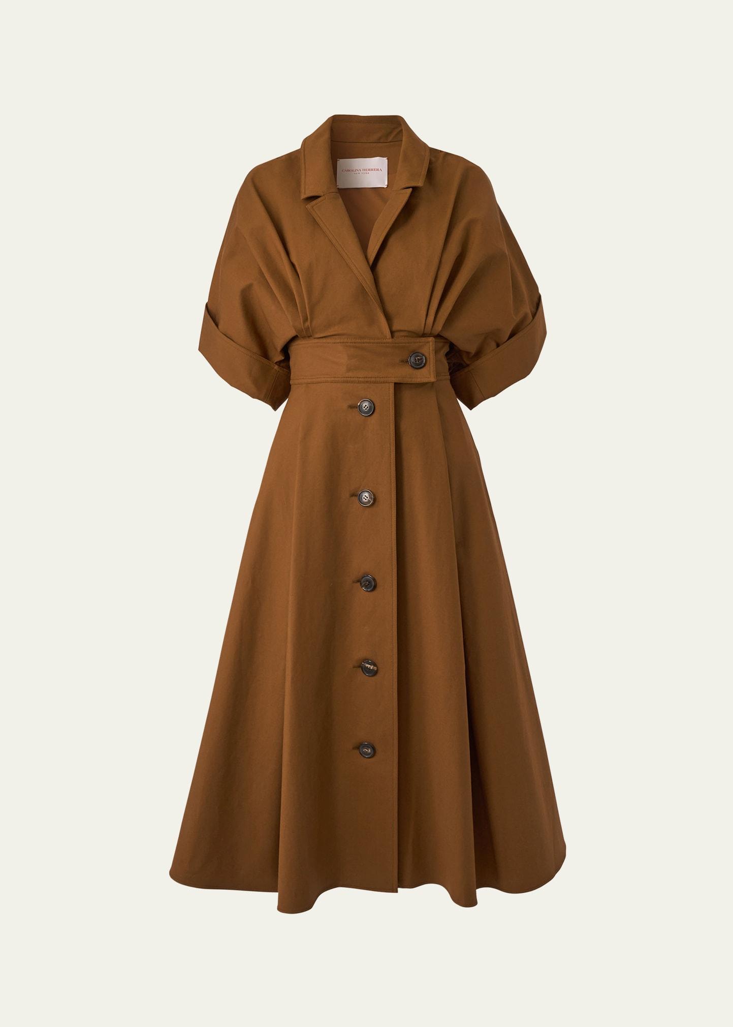 wide short-sleeve midi shirtdress