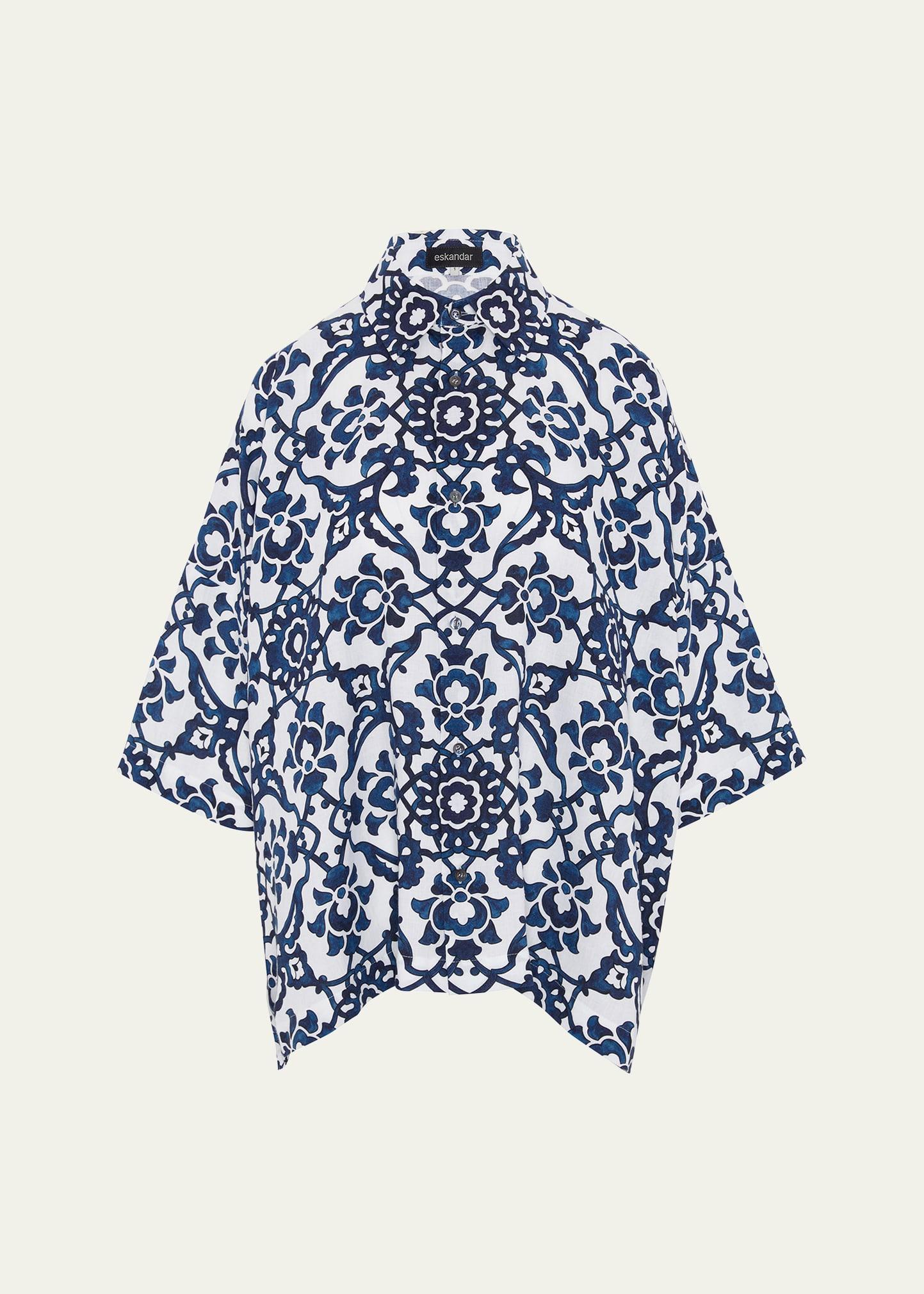 wide short-sleeve shirt with collar (mid plus length)