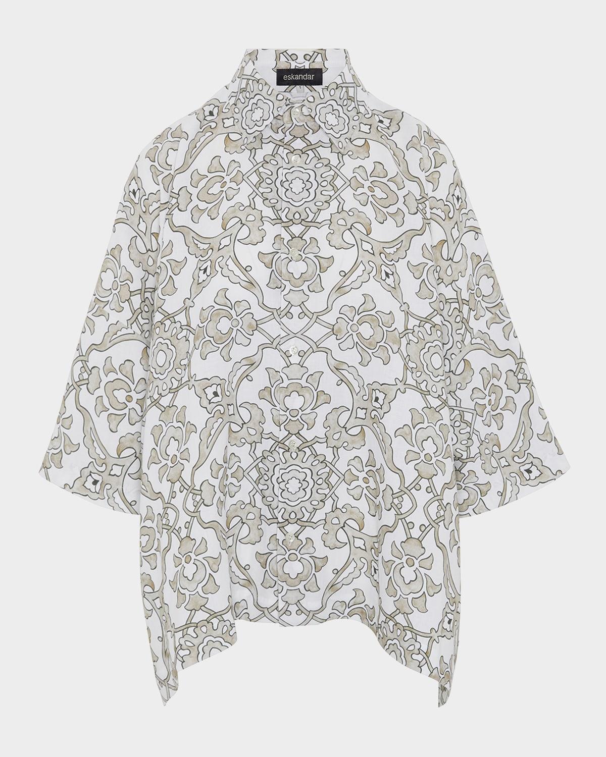 wide short-sleeve shirt with collar (mid plus length)