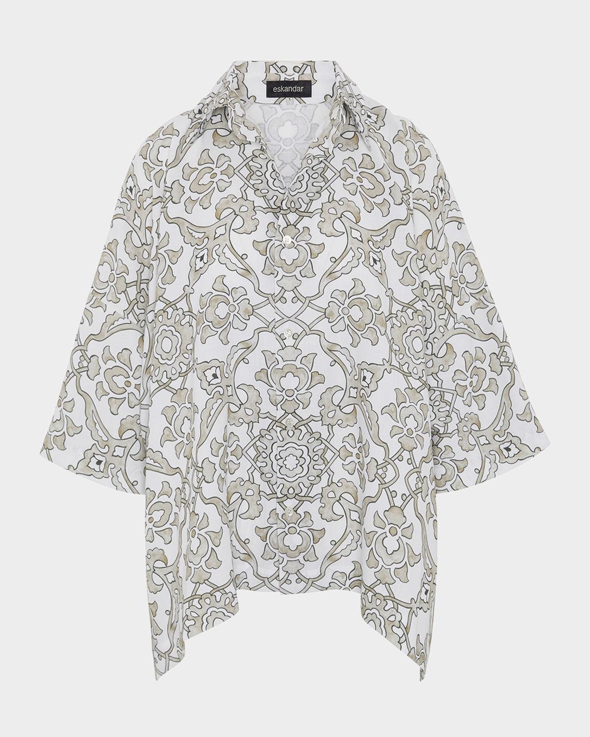 wide short-sleeve shirt with collar (mid plus length)