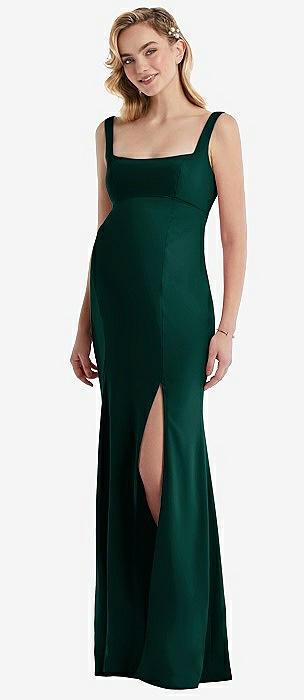 wide strap square neck maternity trumpet gown