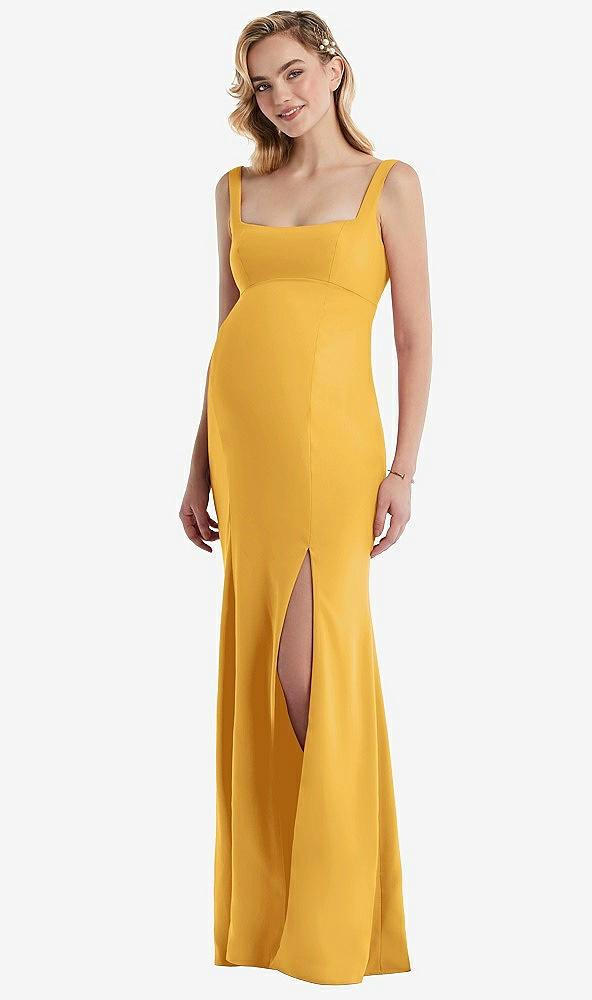 wide strap square neck maternity trumpet gown