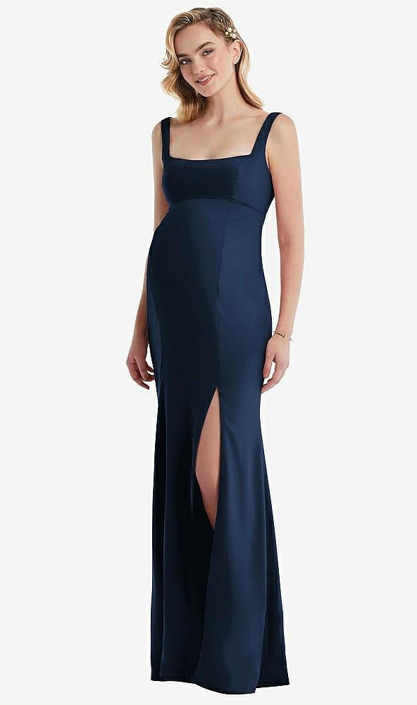 wide strap square neck maternity trumpet gown