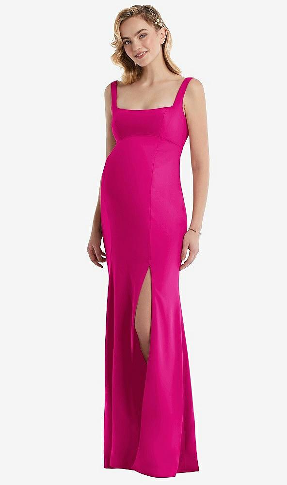 wide strap square neck maternity trumpet gown