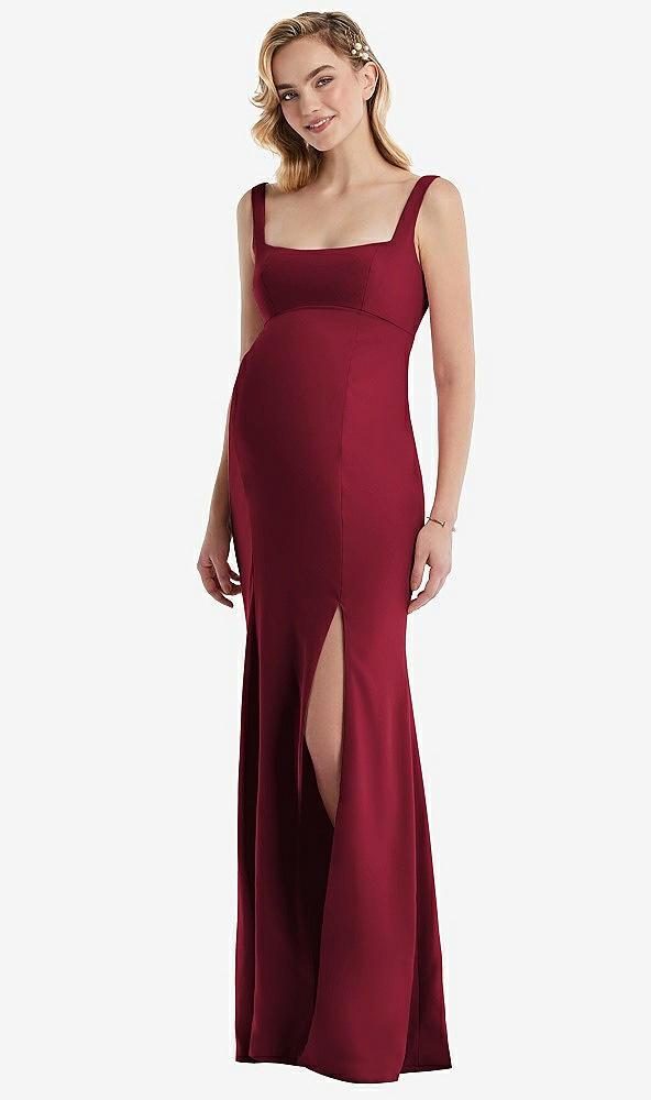 wide strap square neck maternity trumpet gown
