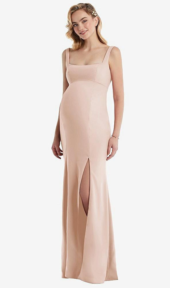 wide strap square neck maternity trumpet gown