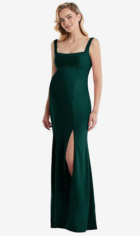 wide strap square neck maternity trumpet gown