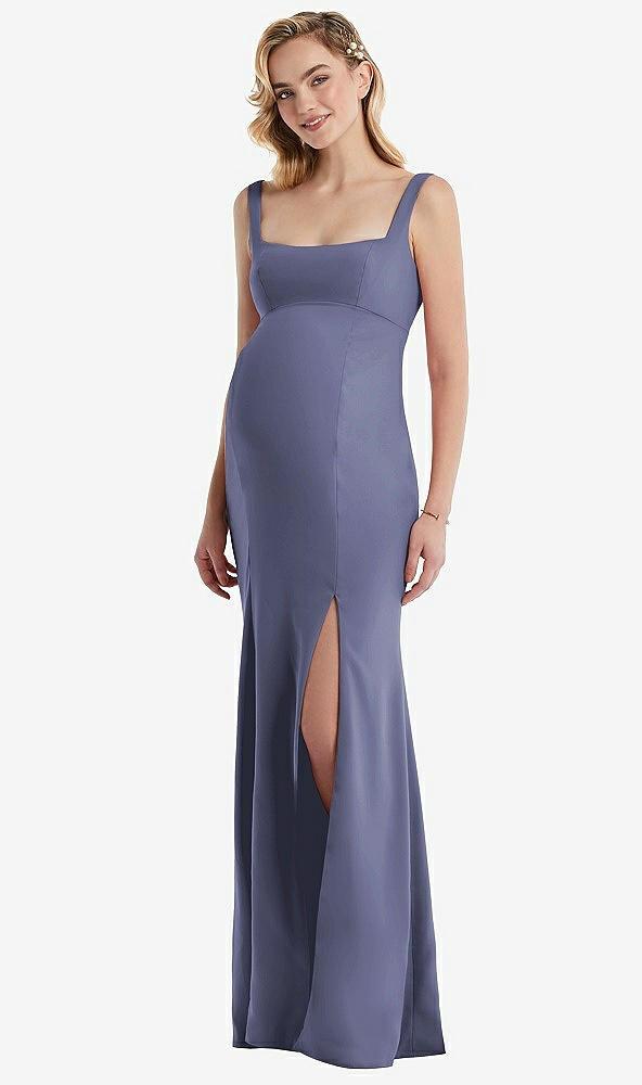 wide strap square neck maternity trumpet gown