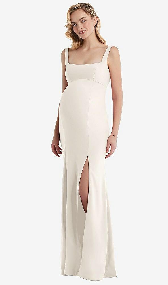 wide strap square neck maternity trumpet gown