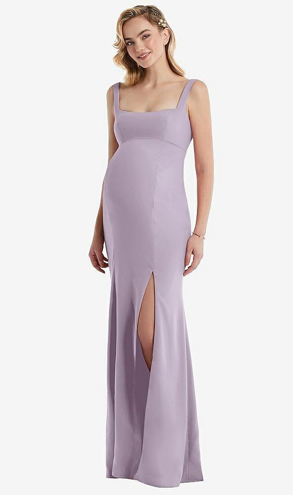 wide strap square neck maternity trumpet gown