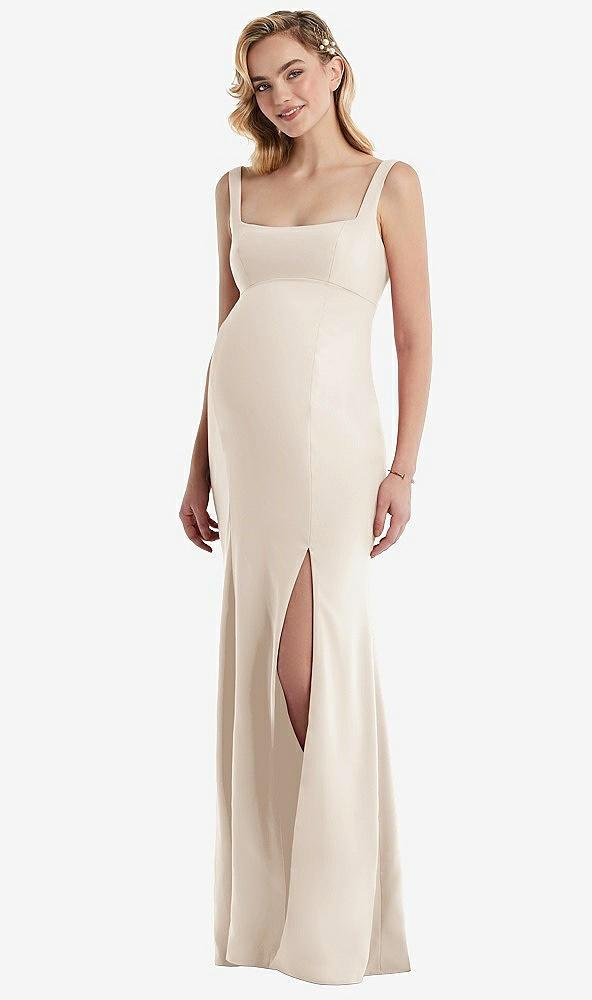 wide strap square neck maternity trumpet gown